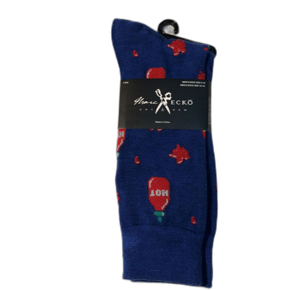 Marc Ecko Cut & Sew Mens Novelty Crew Socks Blue Hot Sauce